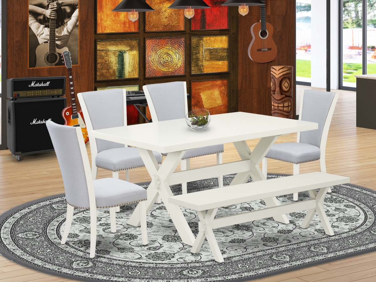 6 Piece X-Style Dining Set - Linen White