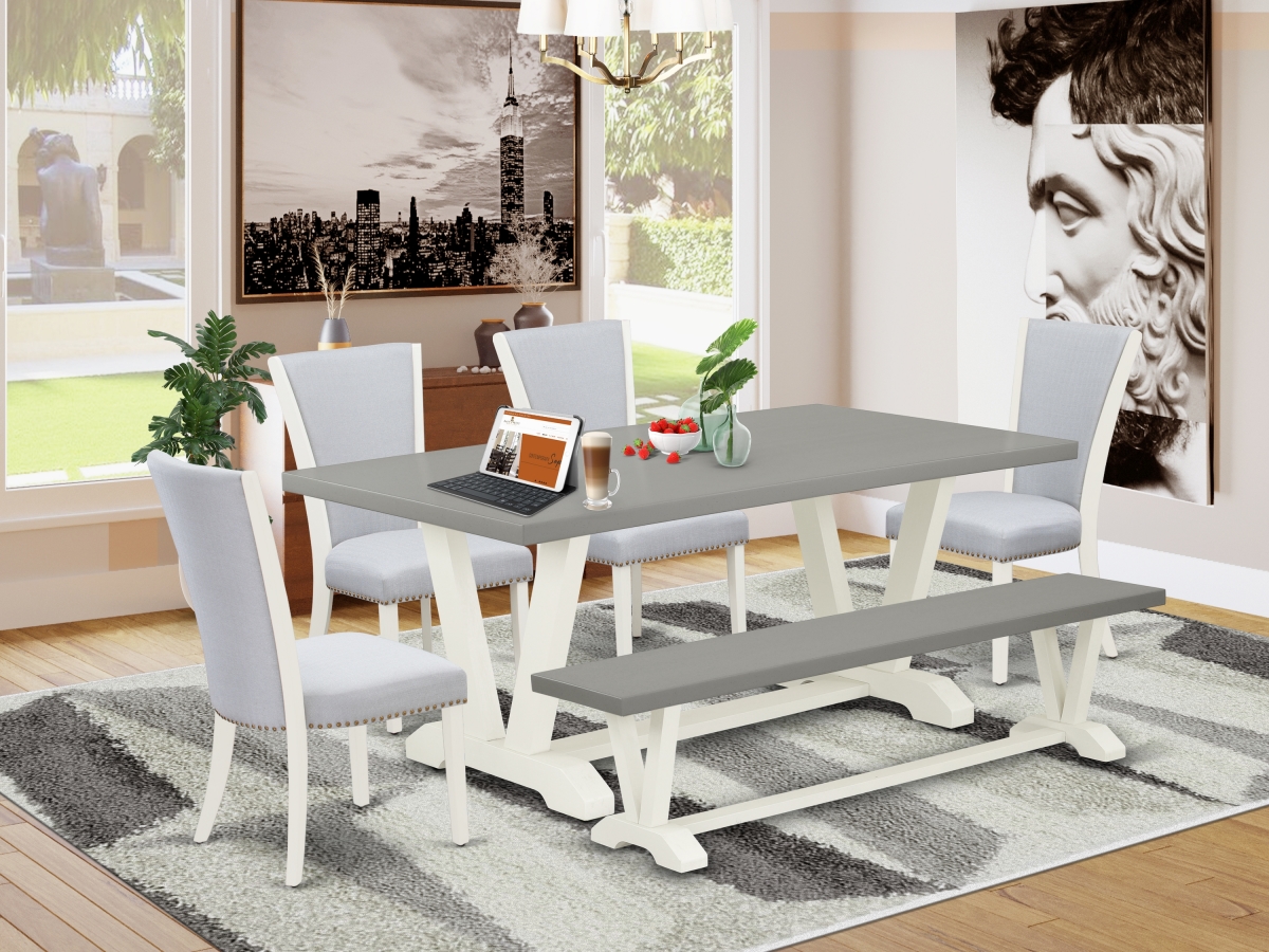 6 Piece V-Style Dinette Set - Linen White