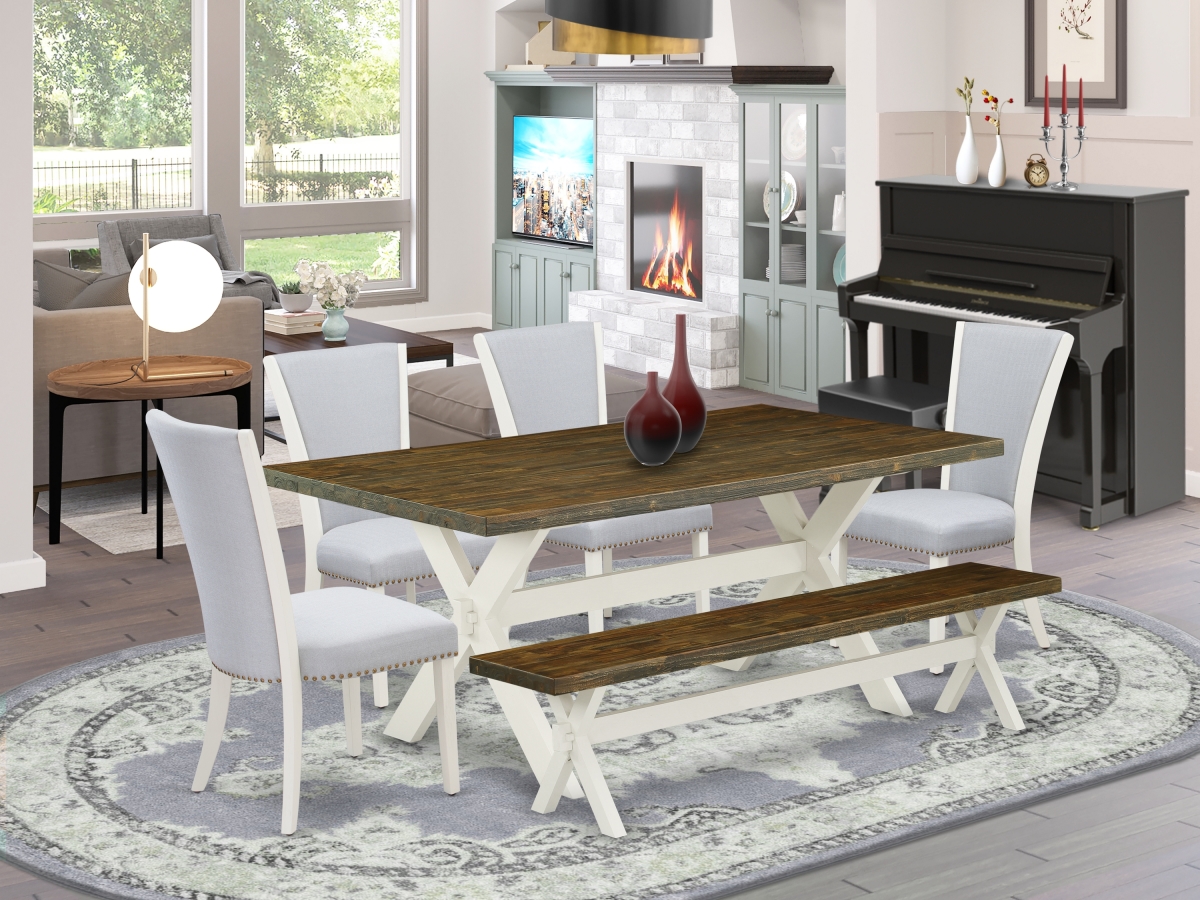 6 Piece X-Style Dining Set - Linen White