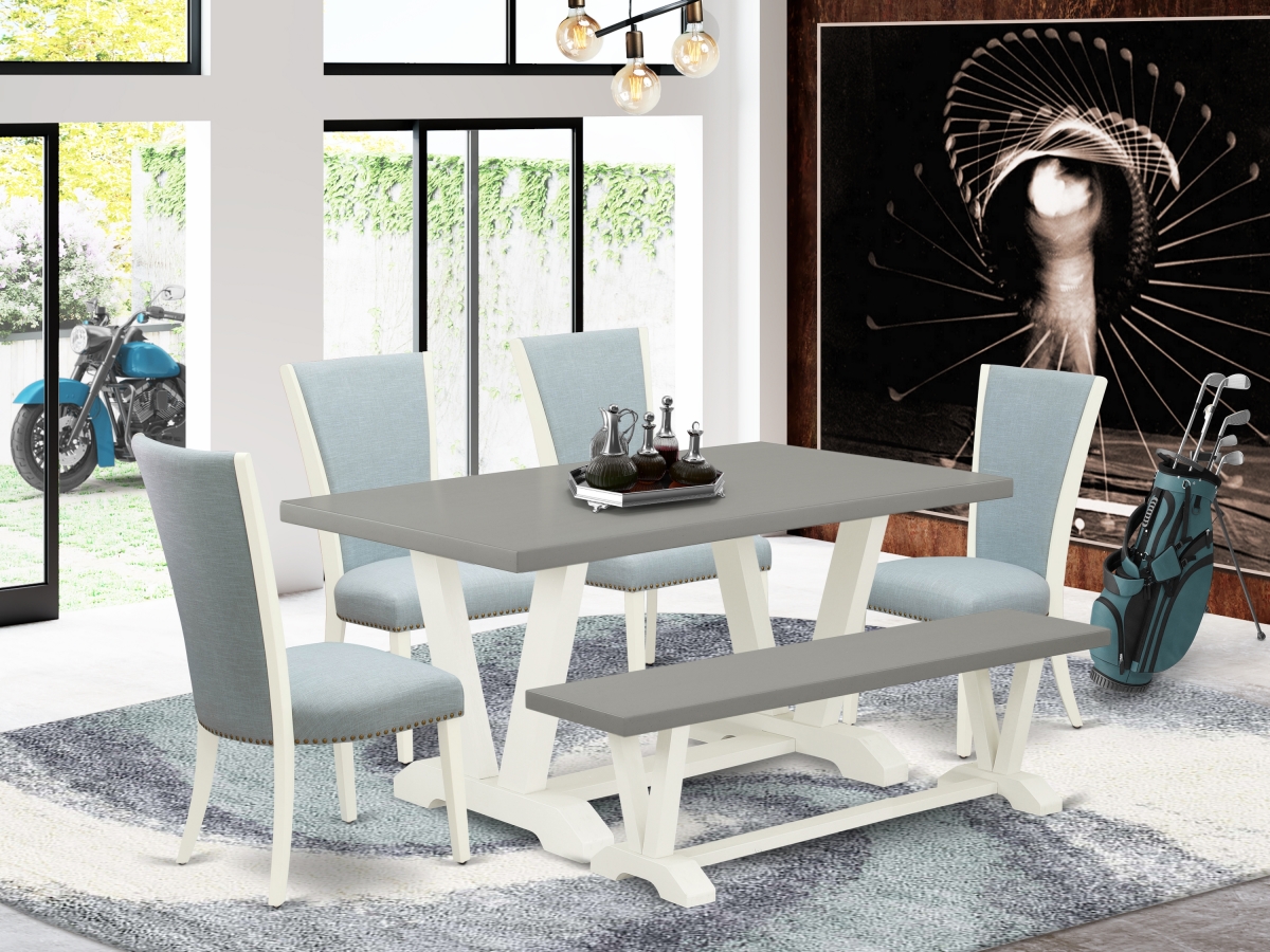 6 Piece V-Style Dining Set - Linen White