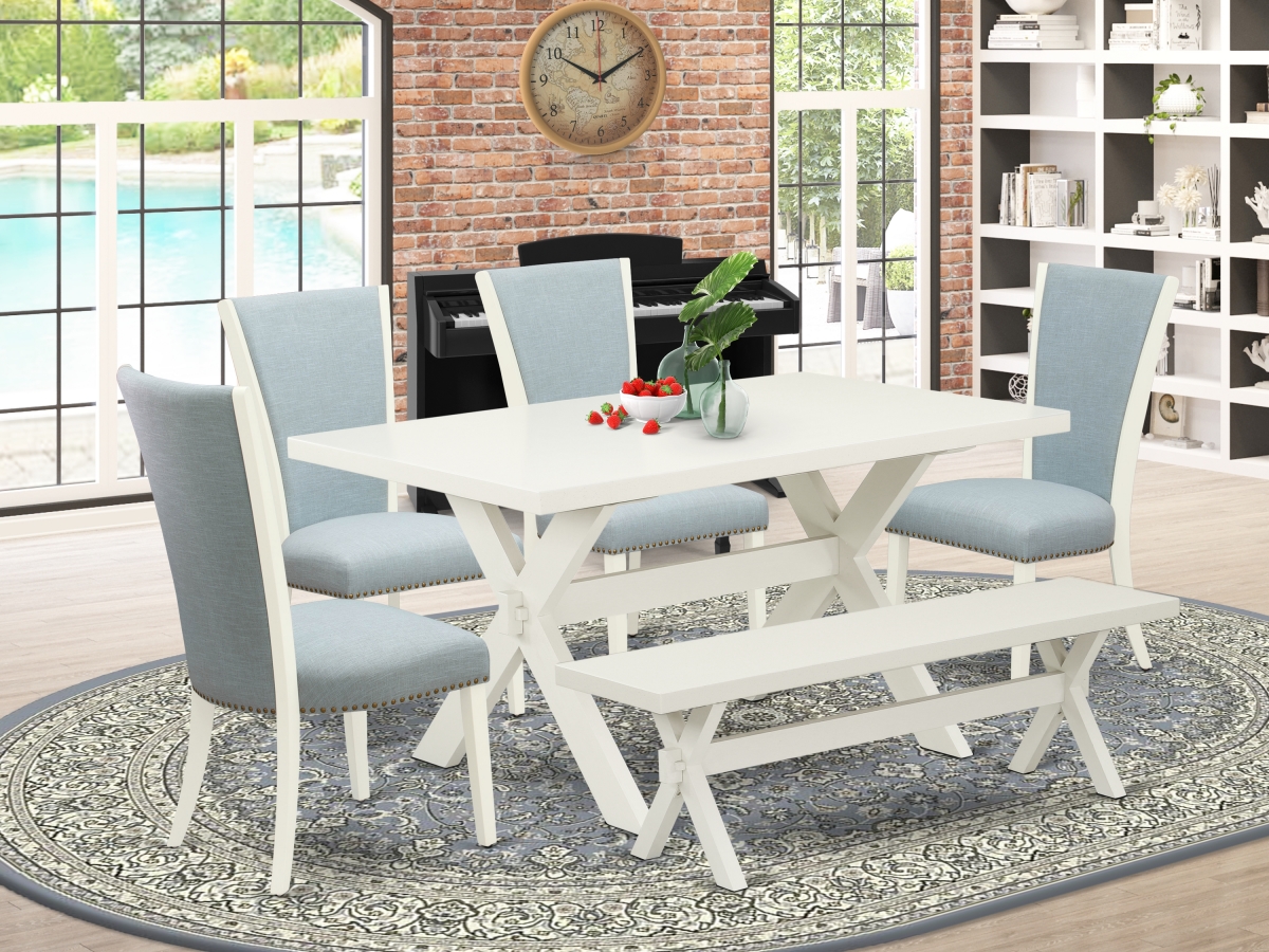 6 Piece X-Style Dinette Set - Linen White