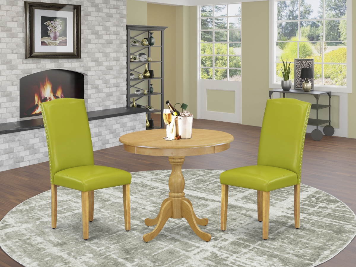 3 Piece Antique Wooden Dining Table Set - Oak