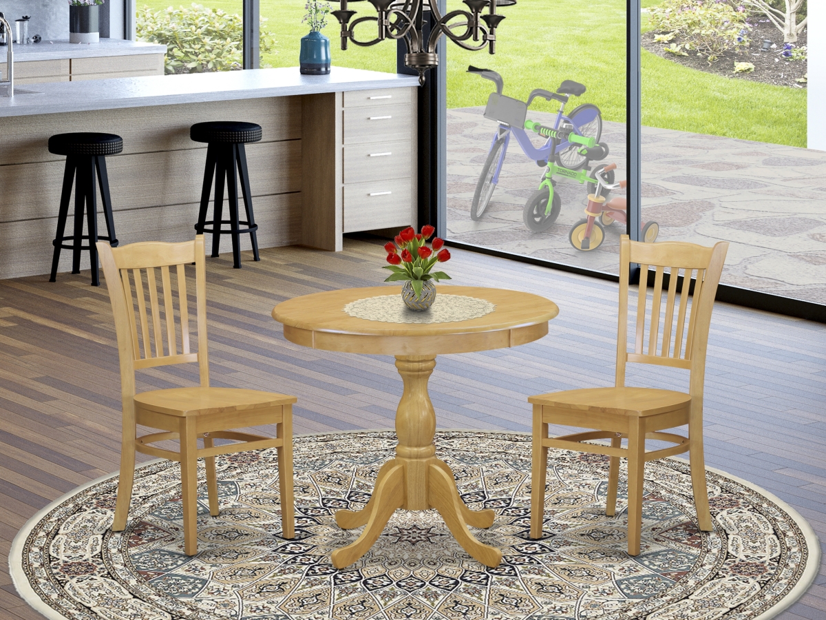 3 Piece Antique Dining Table Set - Oak