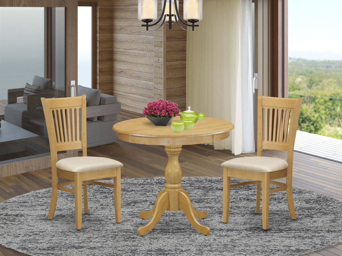 3 Piece Antique Dining Table Set - Oak