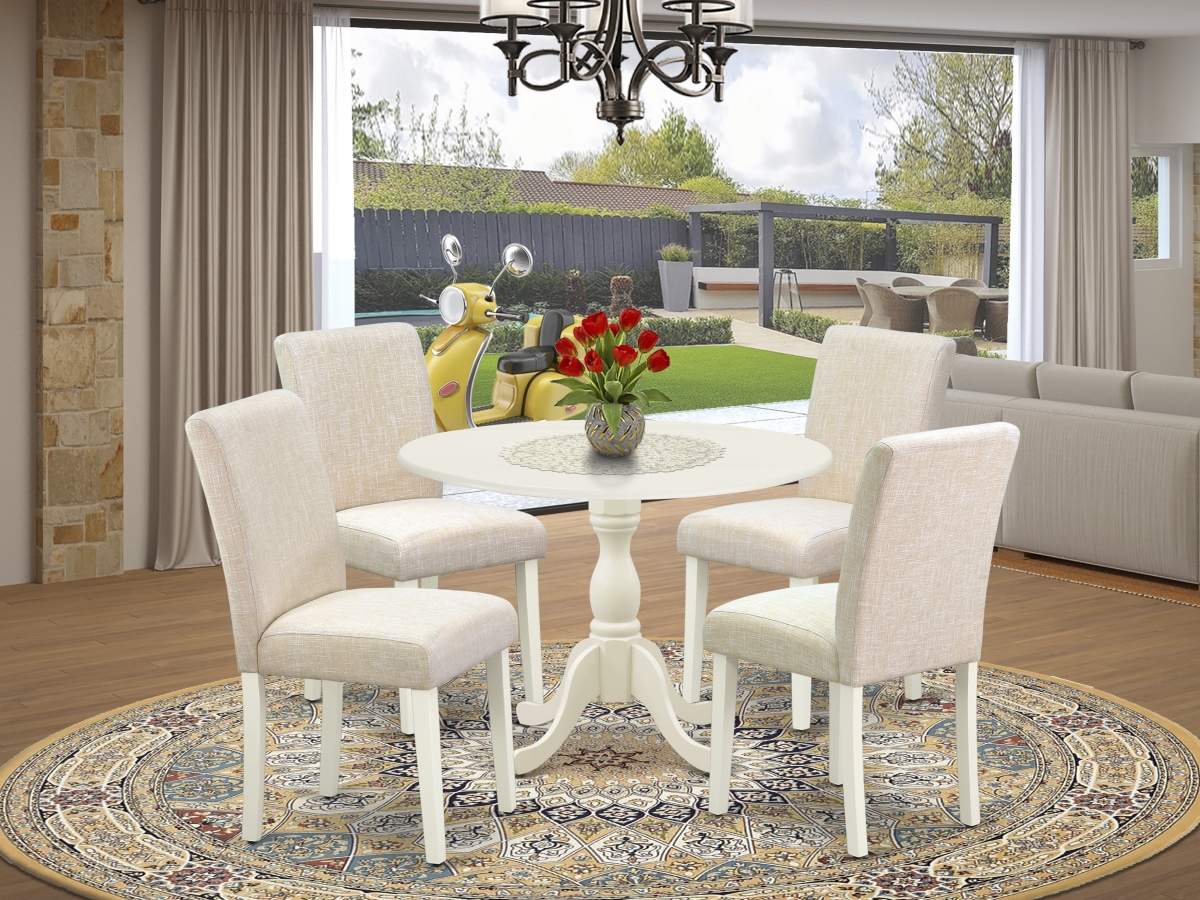 5 Piece Dublin Modern Dining Table Set - Linen White
