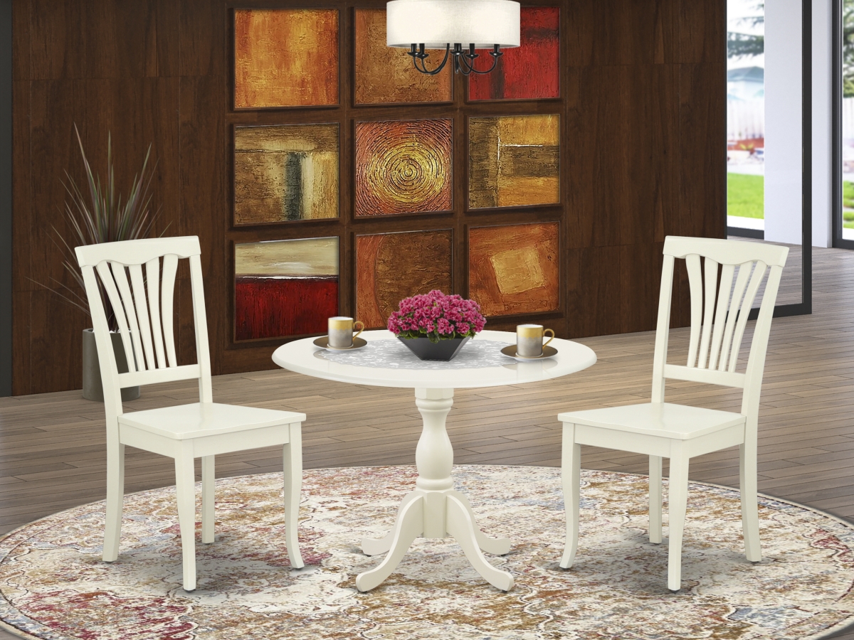 3 Piece Dublin Modern Dining Table Set - Linen White
