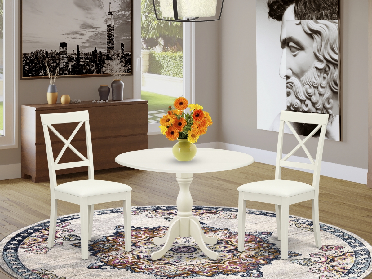 3 Piece Dublin Dinning Room Table Set - Linen White