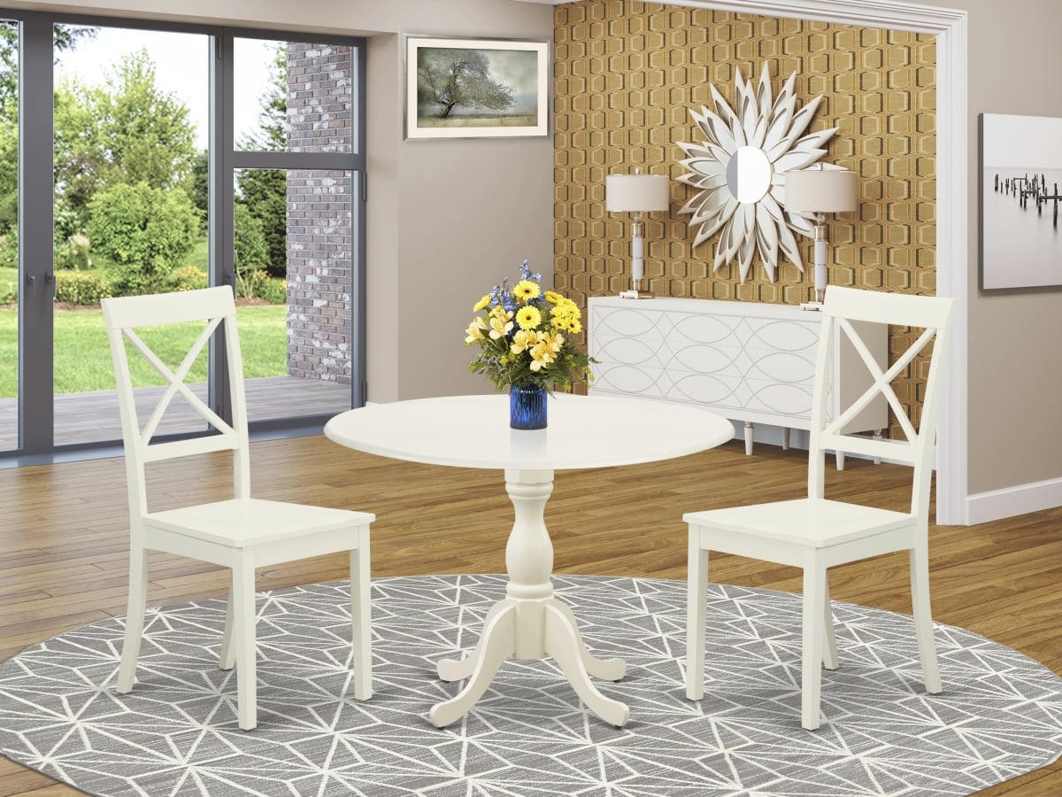 3 Piece Dublin Dinning Room Table Set - Linen White