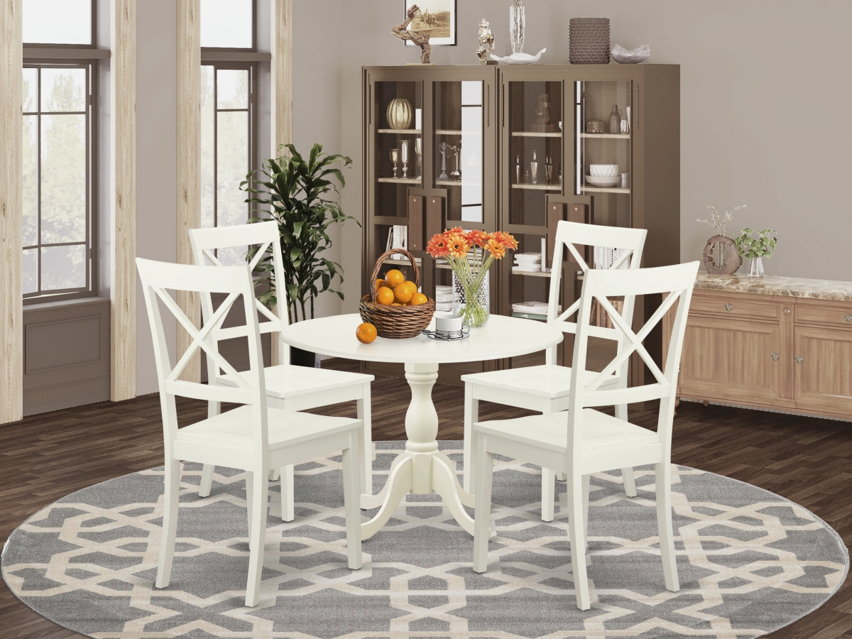 5 Piece Dublin Wood Dining Table Set - Linen White
