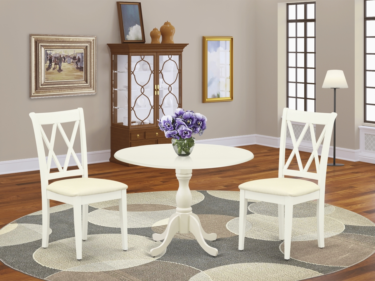 3 Piece Dublin Dining Room Table Set - Linen White