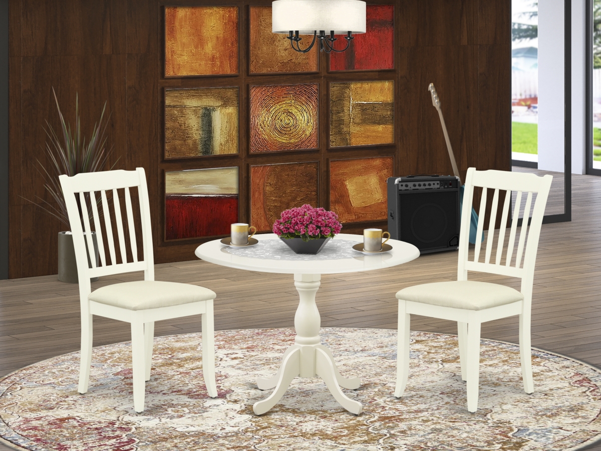 3 Piece Dublin Dining Room Table Set - Linen White