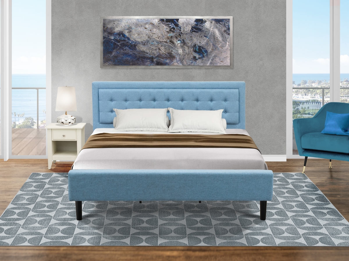 FN11K-1GA0C 2 Piece Fannin Bedroom Furniture Set - Denim Blue, Black & Wire Brushed Butter Cream