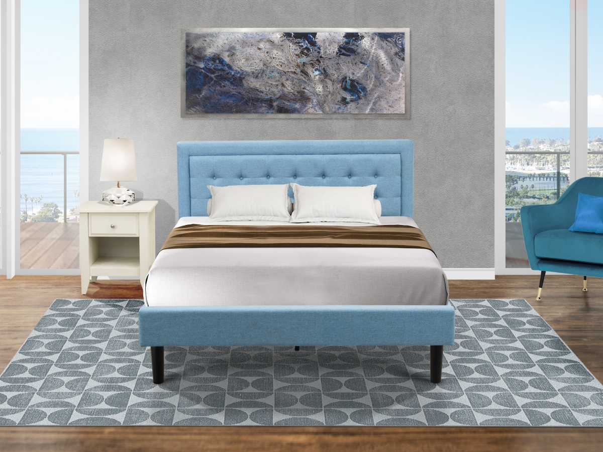 2 Piece Fannin Bedroom Furniture Set - Denim Blue, Black & Wire Brushed Butter Cream