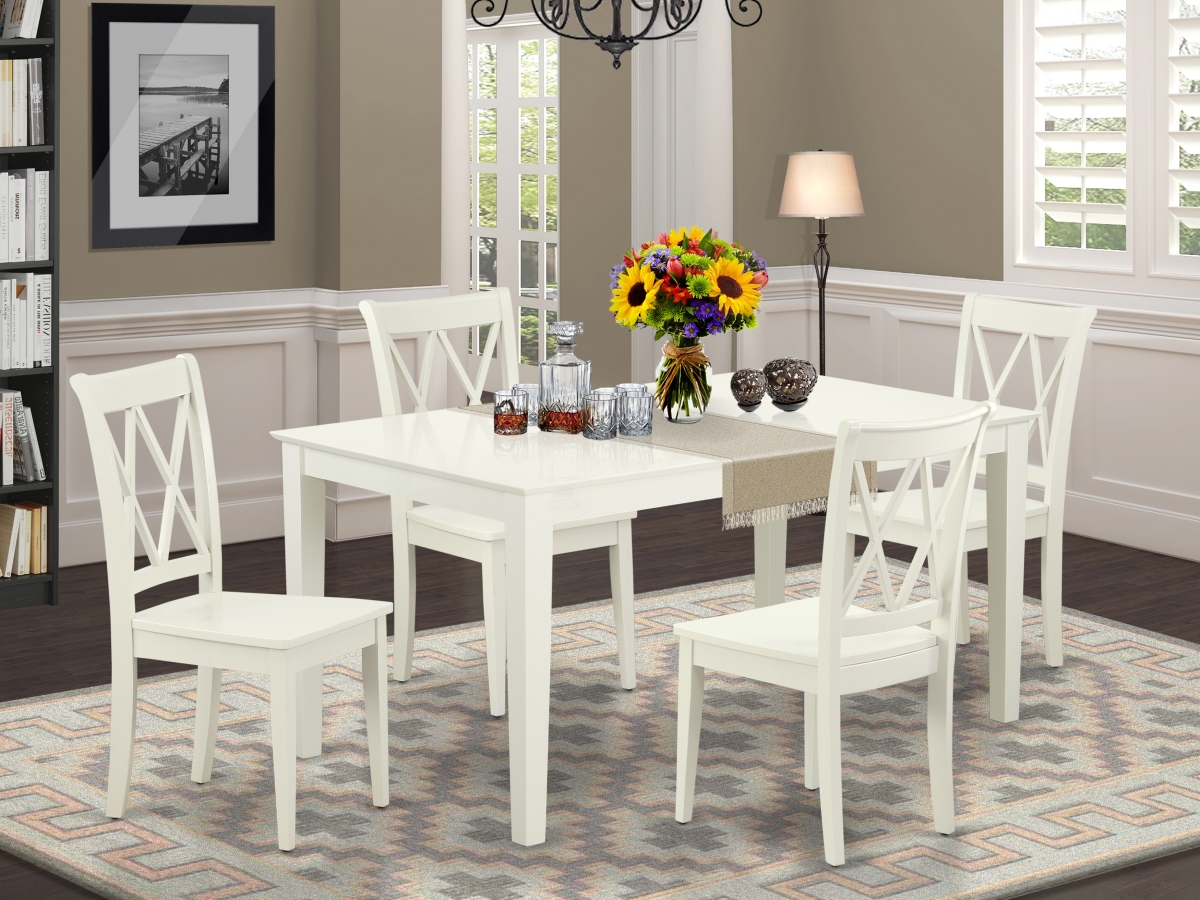 CACL5-LWH-W 60 in. Capri Rectangular Table & 4 Double X Back Chairs - Linen White, 5 Piece