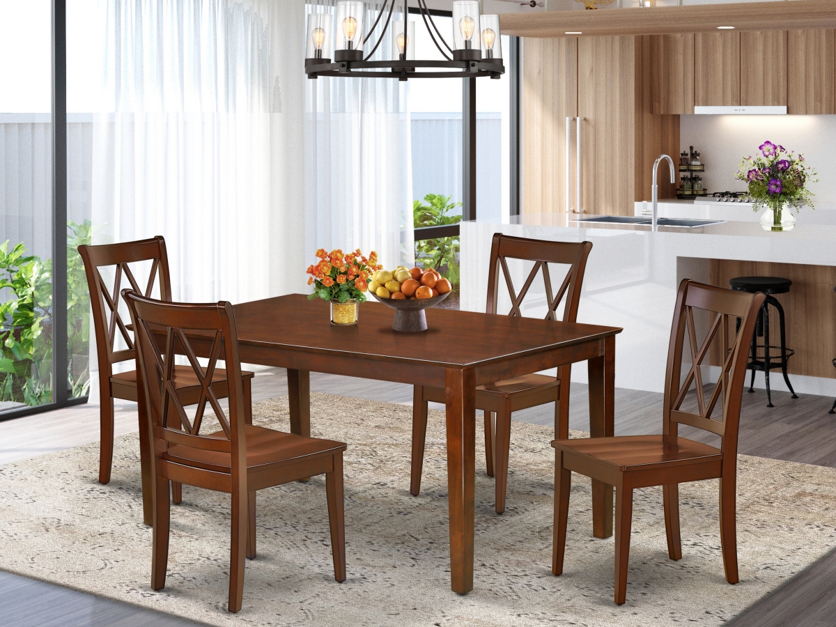 CACL5-MAH-W 60 in. Capri Rectangular Table & 4 Double X Back Chairs - Mahogany, 5 Piece