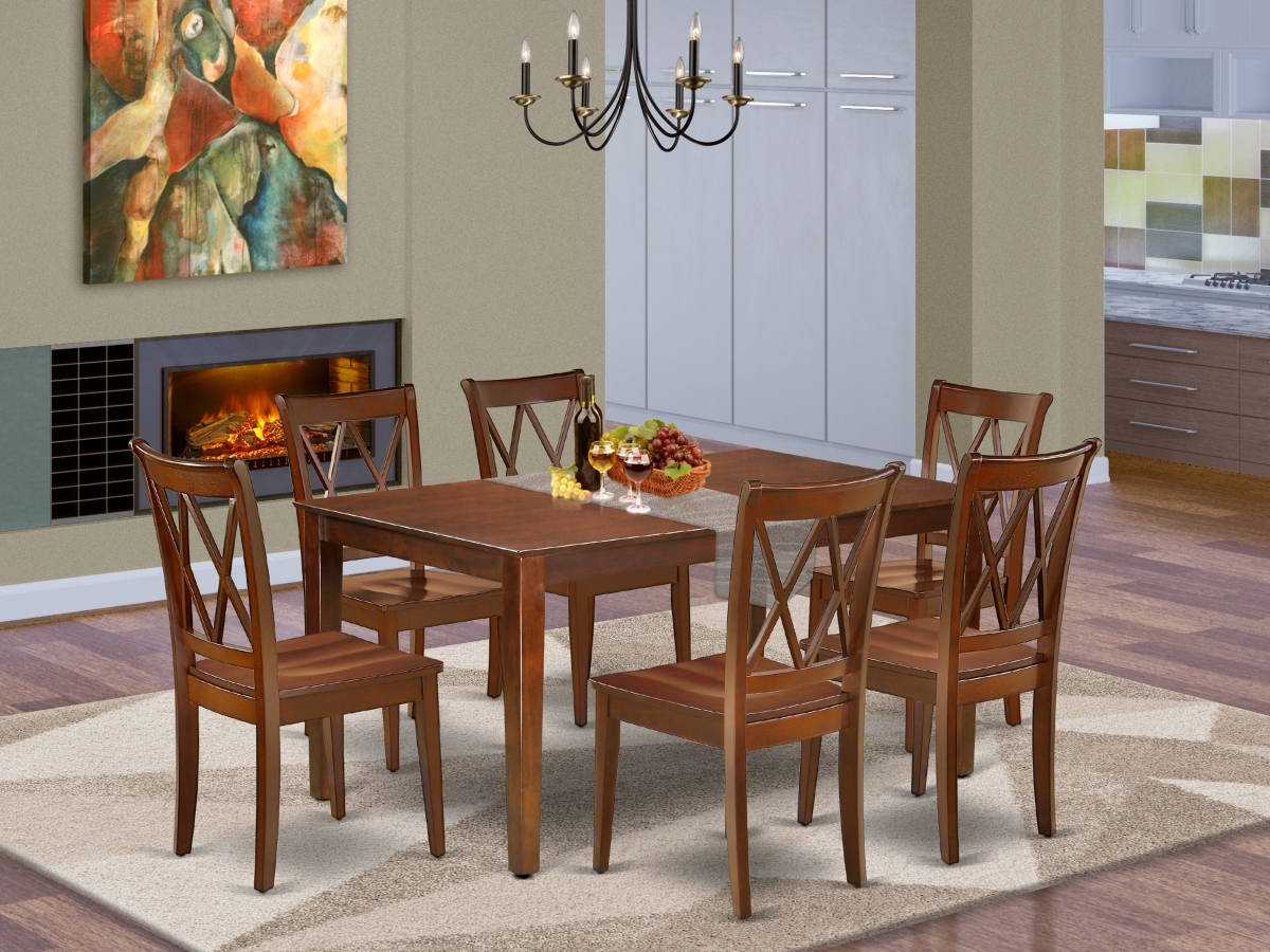 60 in. Capri Rectangular Table & 6 Double X Back Chairs - Mahogany, 7 Piece