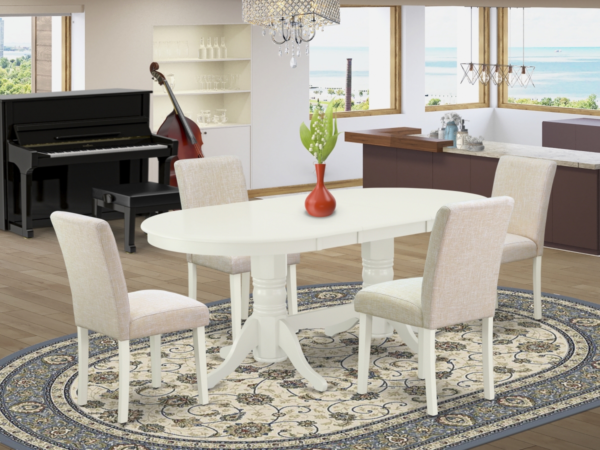 5 Piece Vancouver Dining Room Set - Linen White & Light Beige