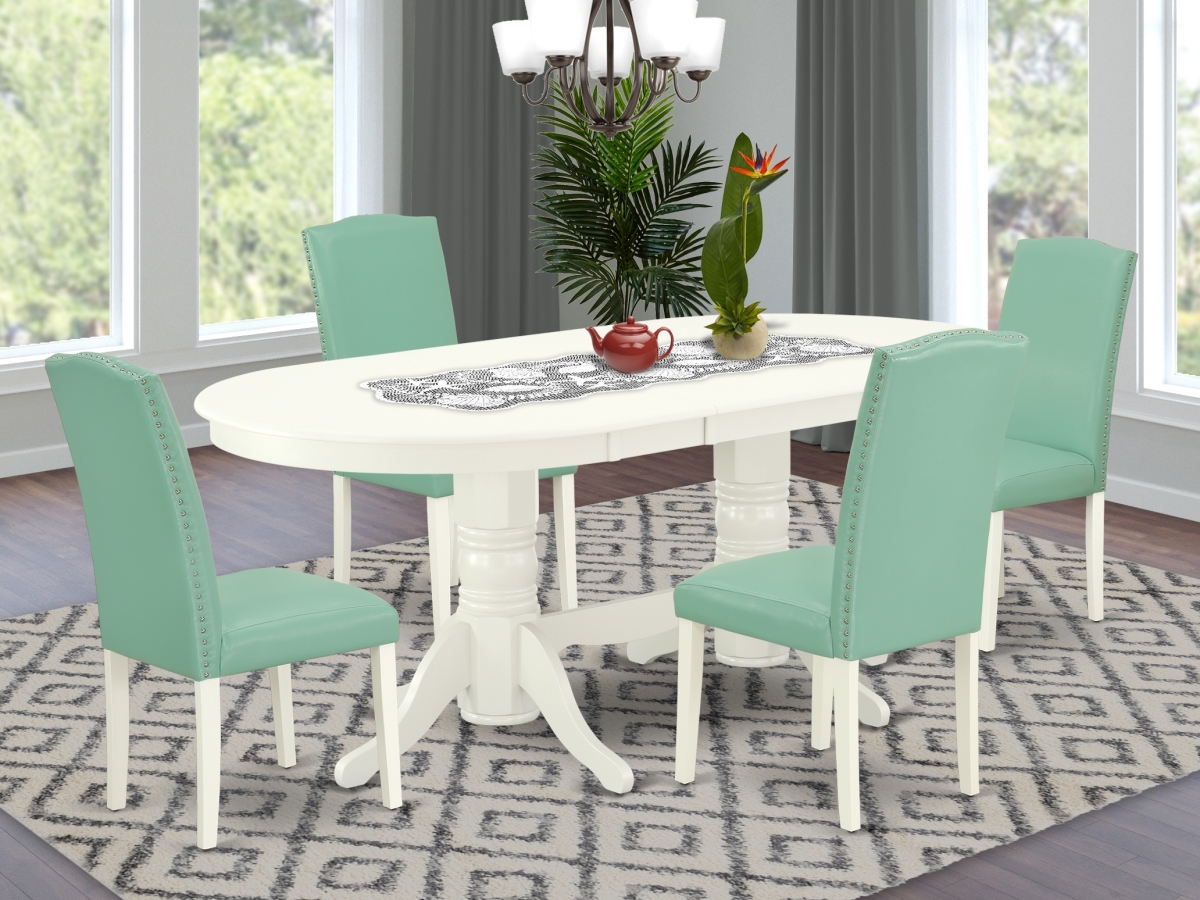 5 Piece Vancouver Dining Room Set - Linen White & Pond