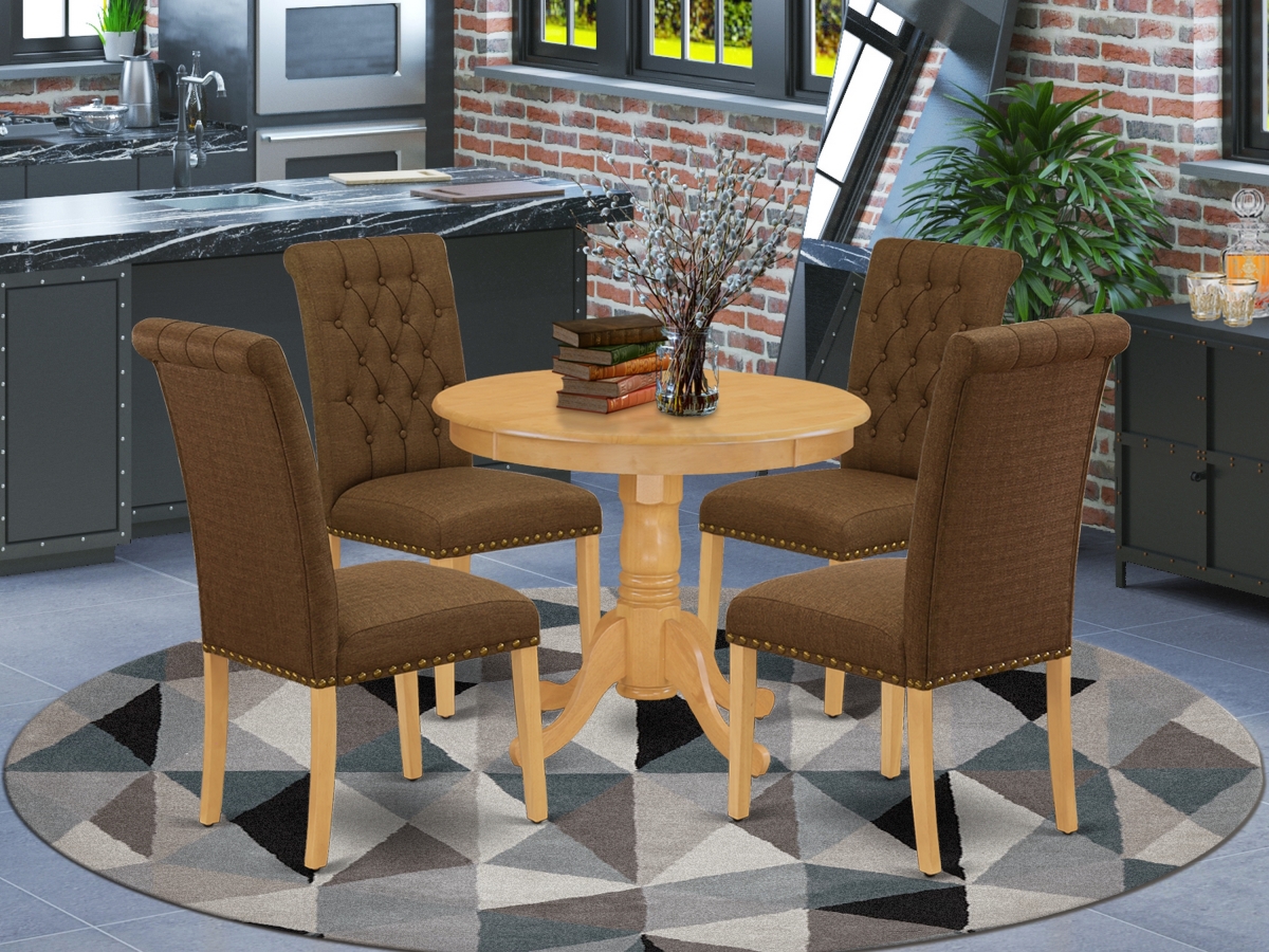5 Piece Antique Dining Set - Oak & Dark Coffee