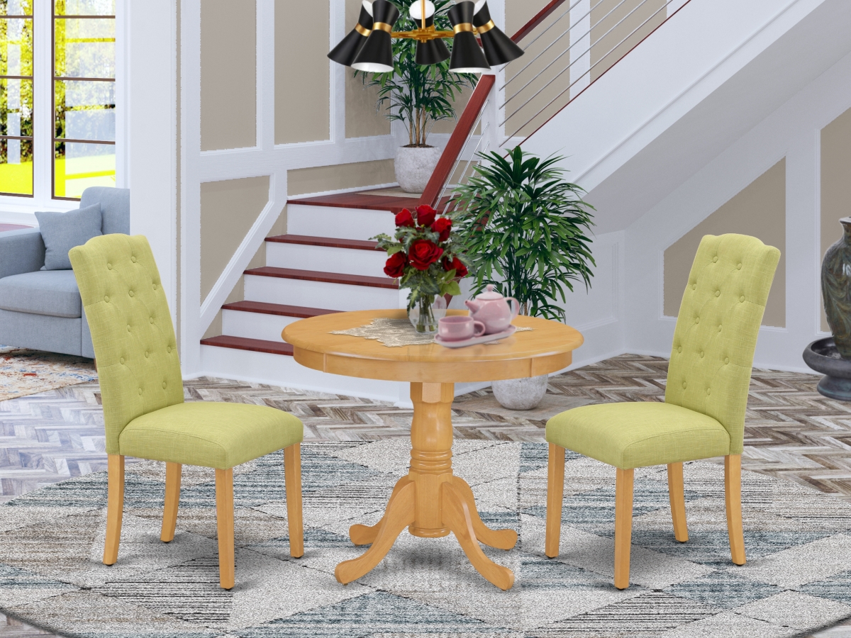 3 Piece Antique Dinette Set - Oak & Limelight