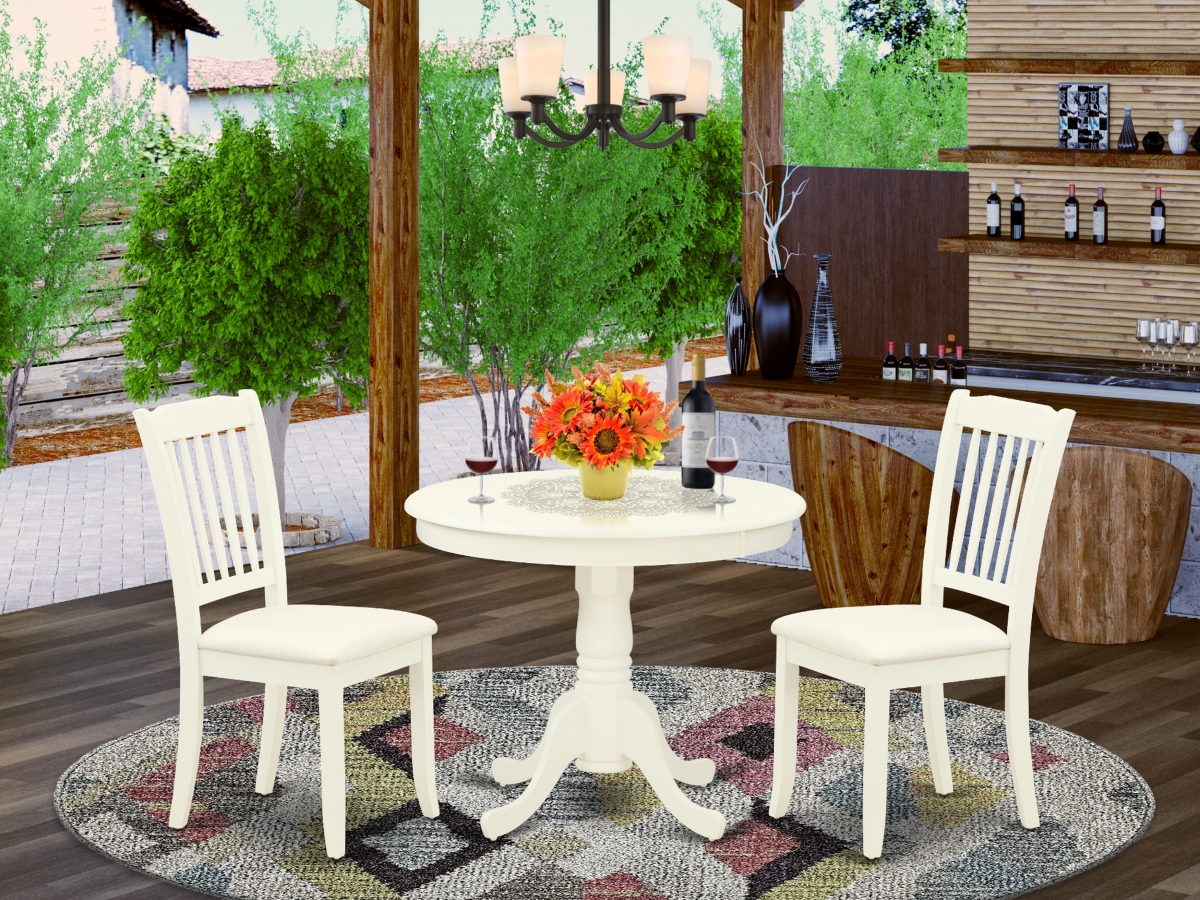 3 Piece Antique Dinette Set - Linen White