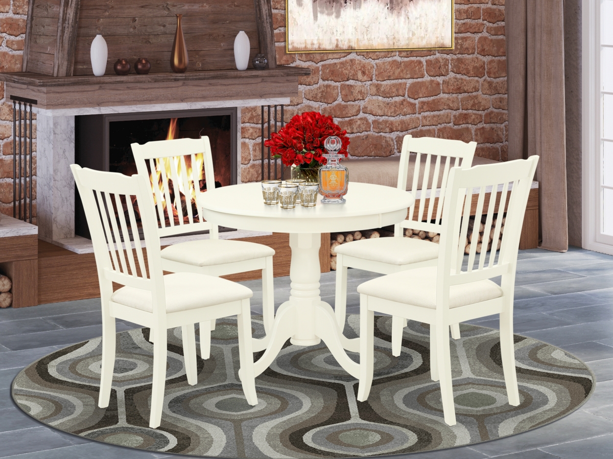 5 Piece Antique Dining Set - Linen White