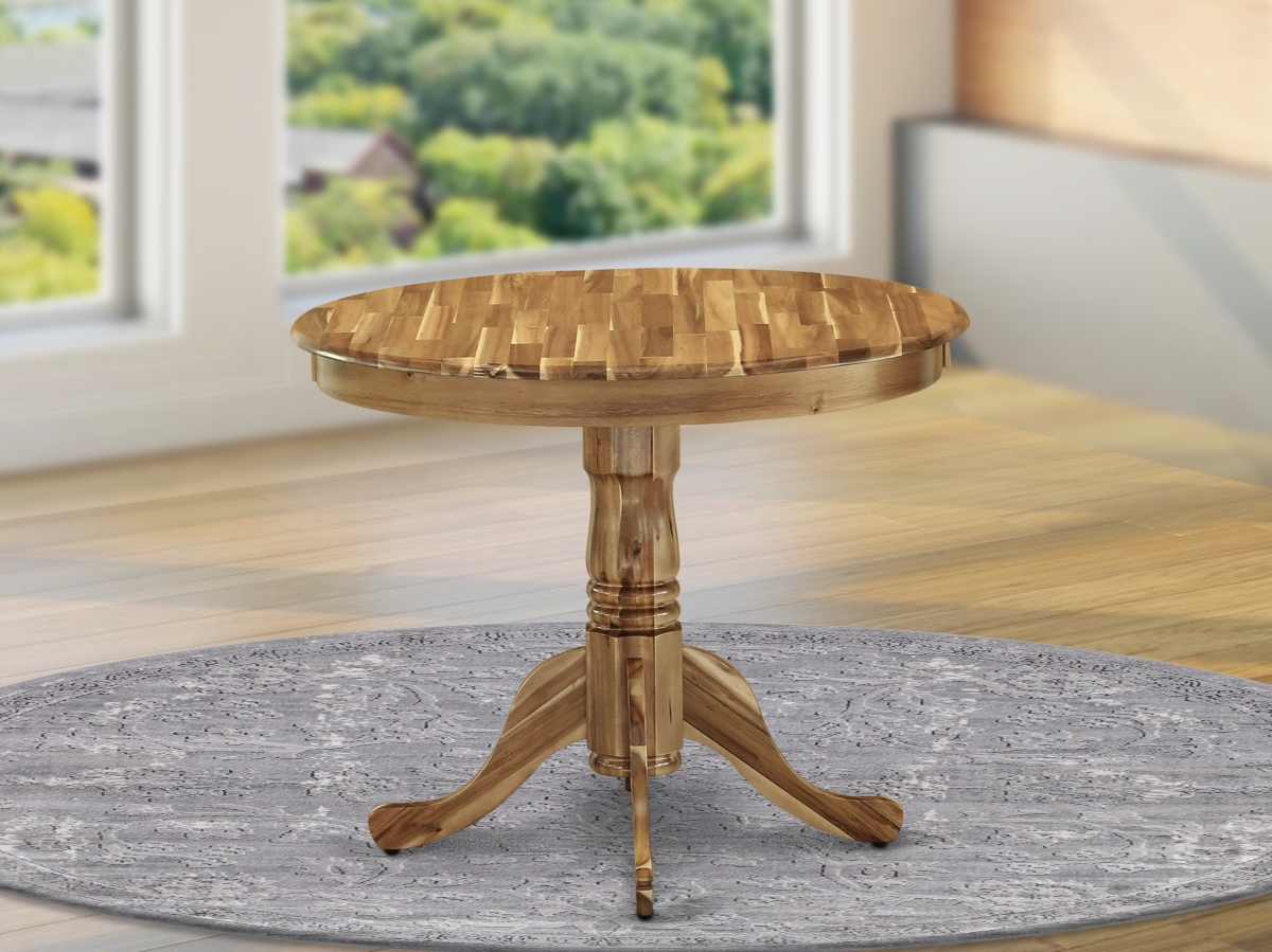 36 in. Antique Round Acacia Wood Neutral Dining Table