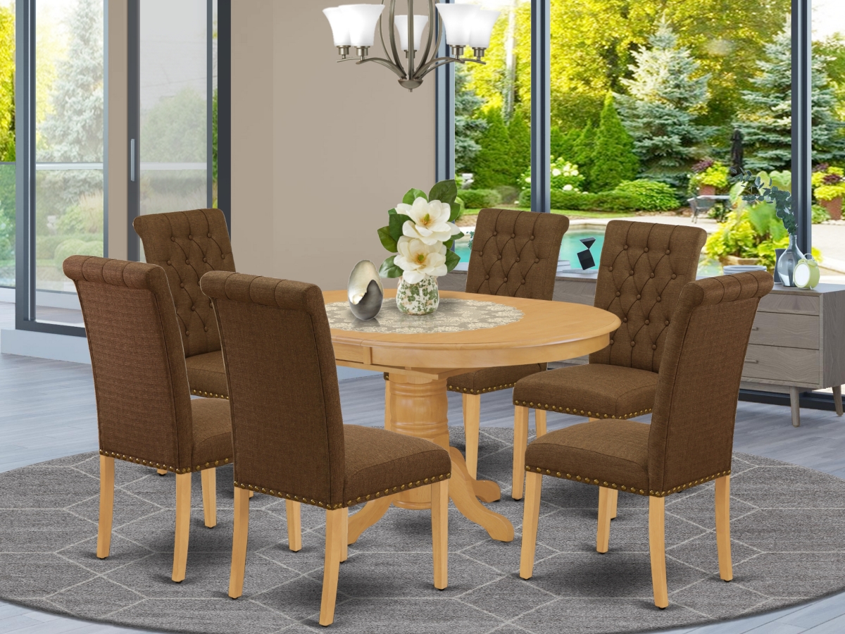 7 Piece Avon Dinette Set - Oak & Dark Coffee