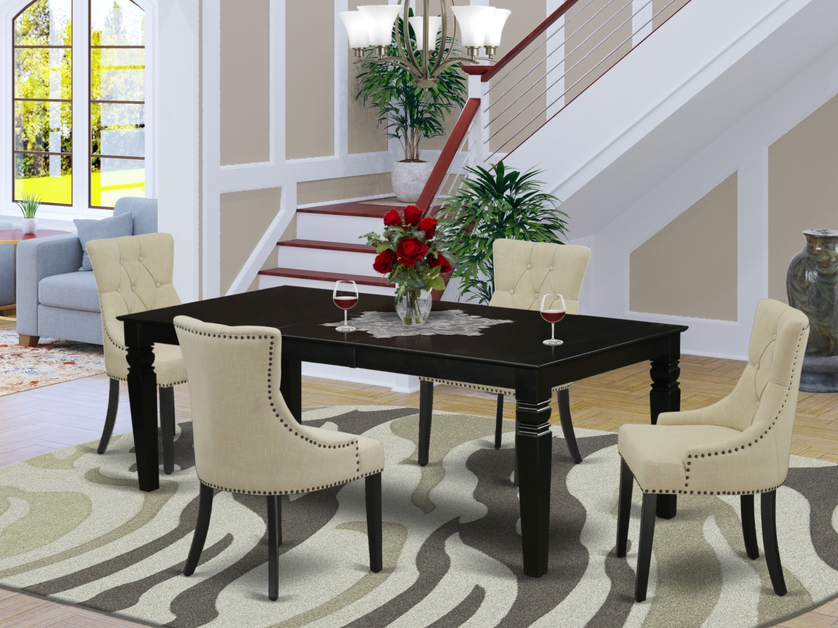 5 Piece Logan Dining Set - Black & Light Beige