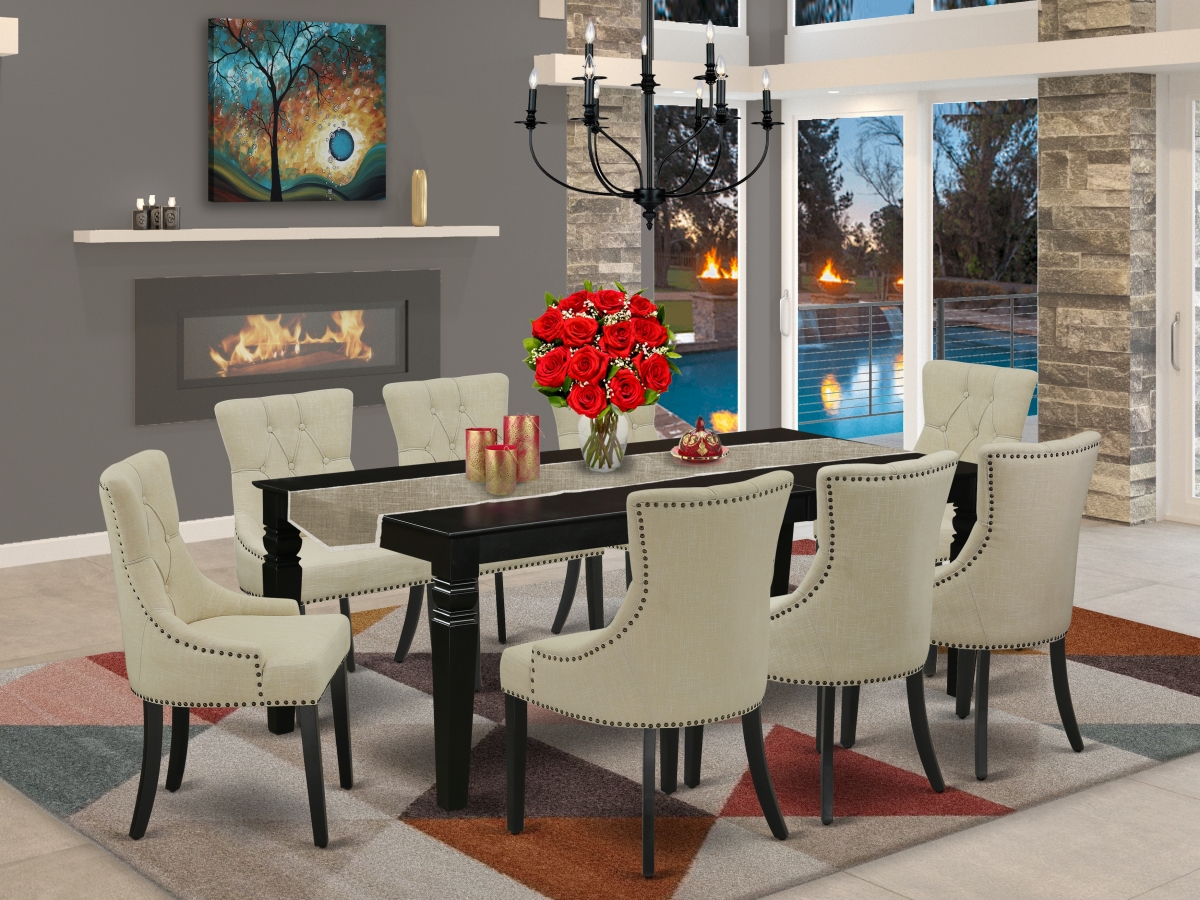 9 Piece Logan Dining Set - Black & Light Beige