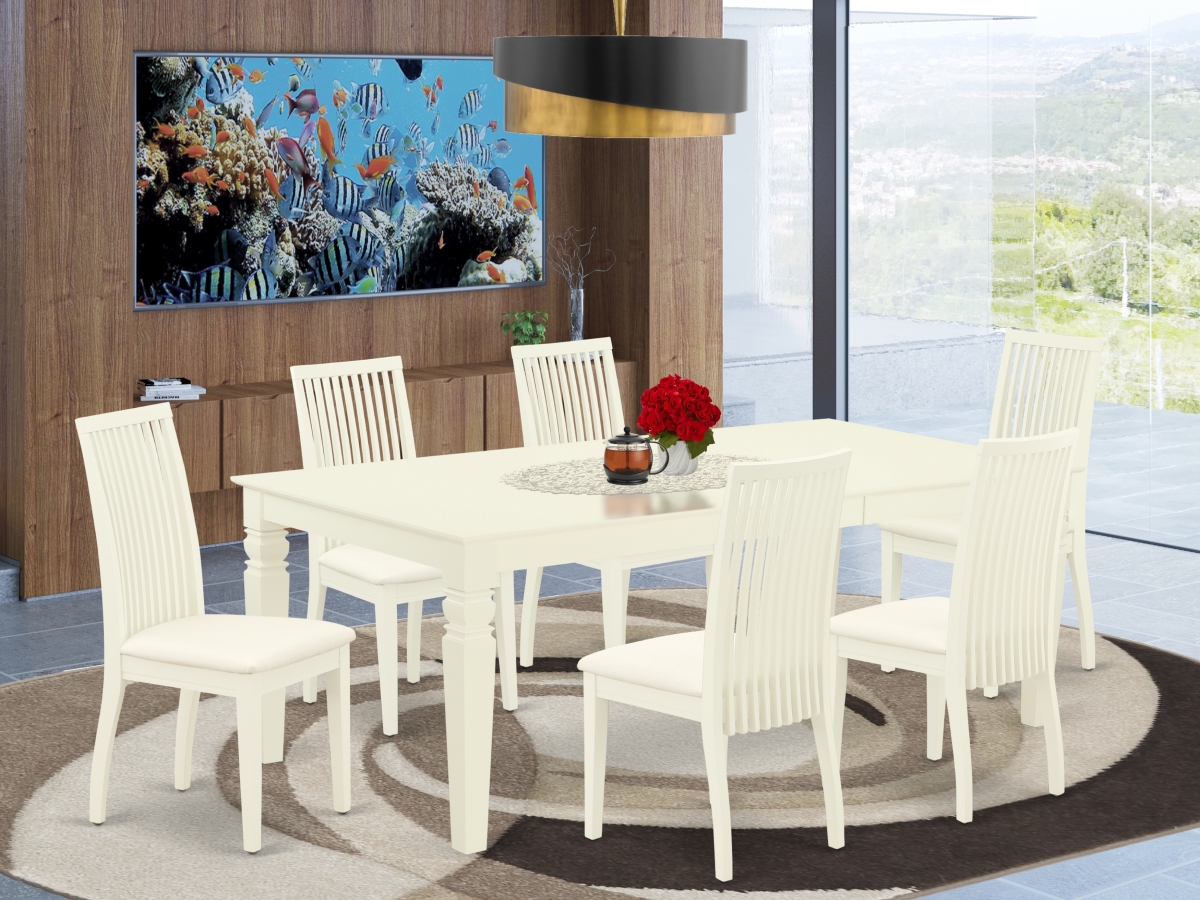 7 Piece Logan Dinette Set - Linen White
