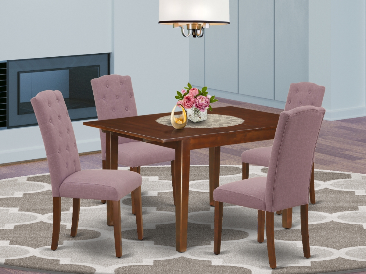 5 Piece Milan Dining Set - Mahogany & Dahlia