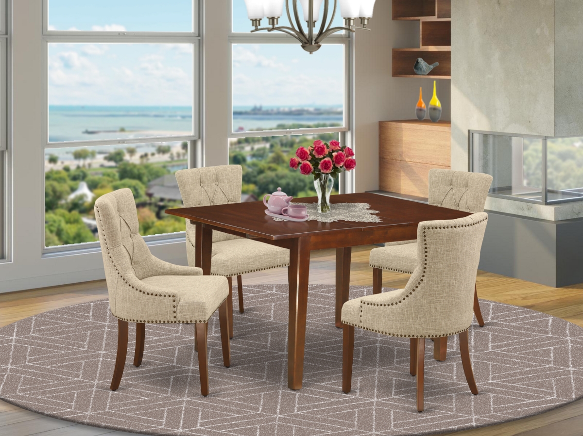 5 Piece Milan Dining Set - Mahogany & Doeskin