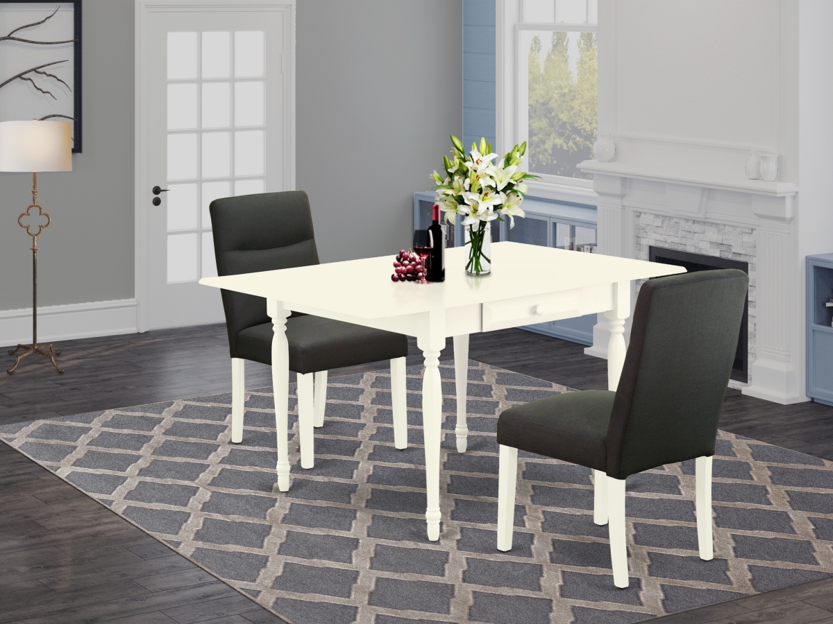 3 Piece Monza Dining Table Set - Linen White & Dark Gotham Gray