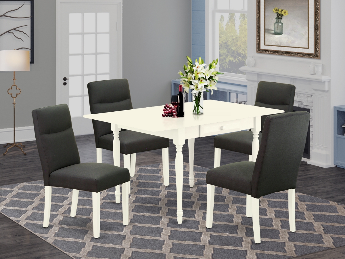 5 Piece Monza Dinette Set - Linen White & Dark Gotham Gray