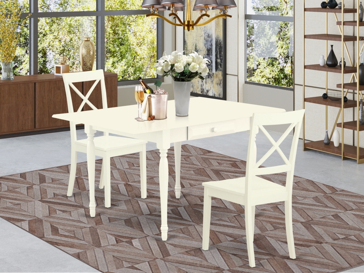 3 Piece Monza Dining Room Table Set - Linen White