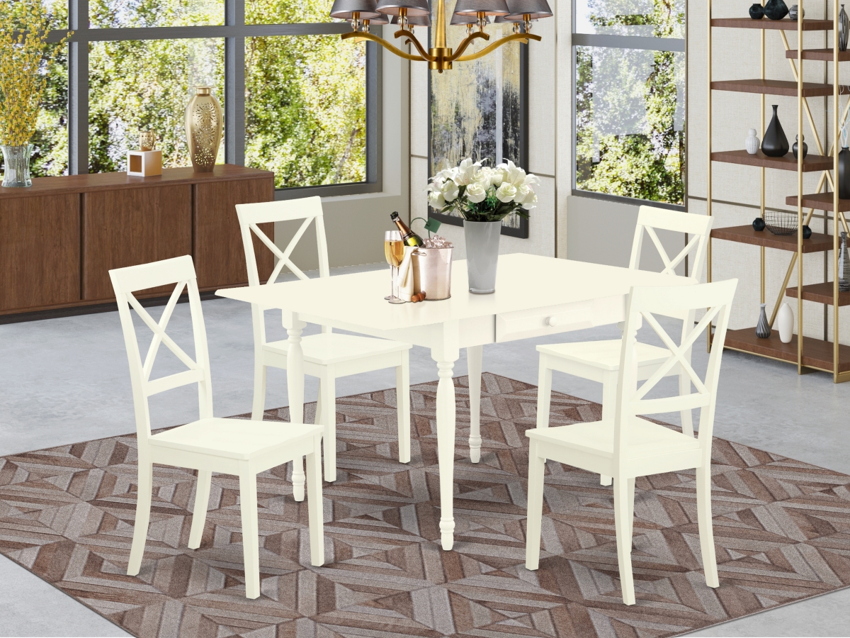 5 Piece Monza Kitchen Table Set - Linen White