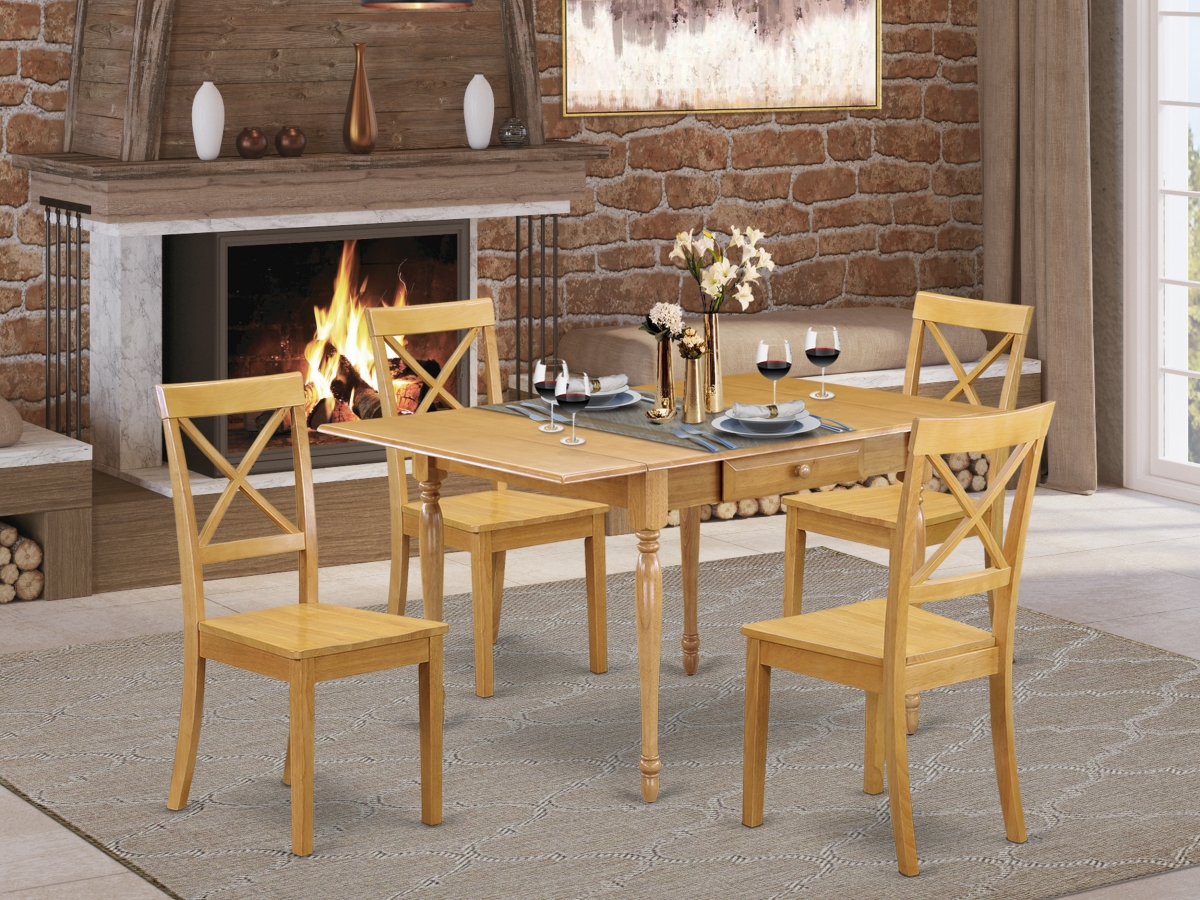 5 Piece Monza Wood Dining Table Set - Oak