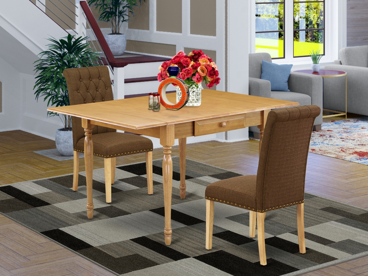 3 Piece Monza Dining Table Set - Oak & Dark Coffee
