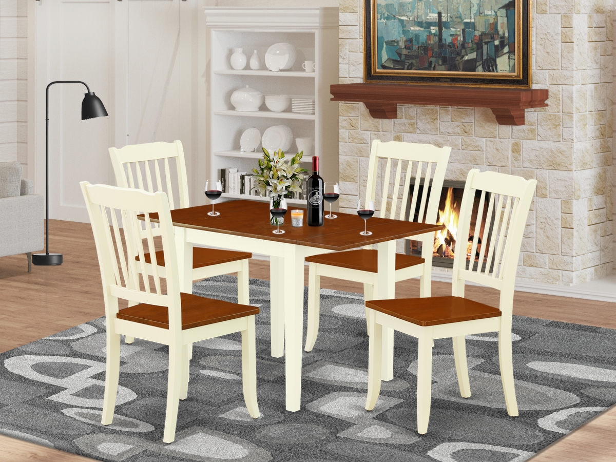 5 Piece Norden Modern Dining Table Set - Cherry & Buttermilk