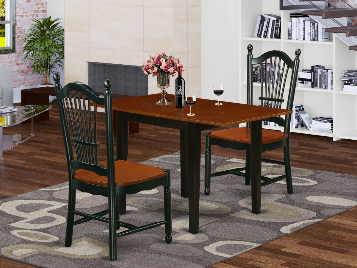 3 Piece Norden Dining Table Set - Cherry & Black