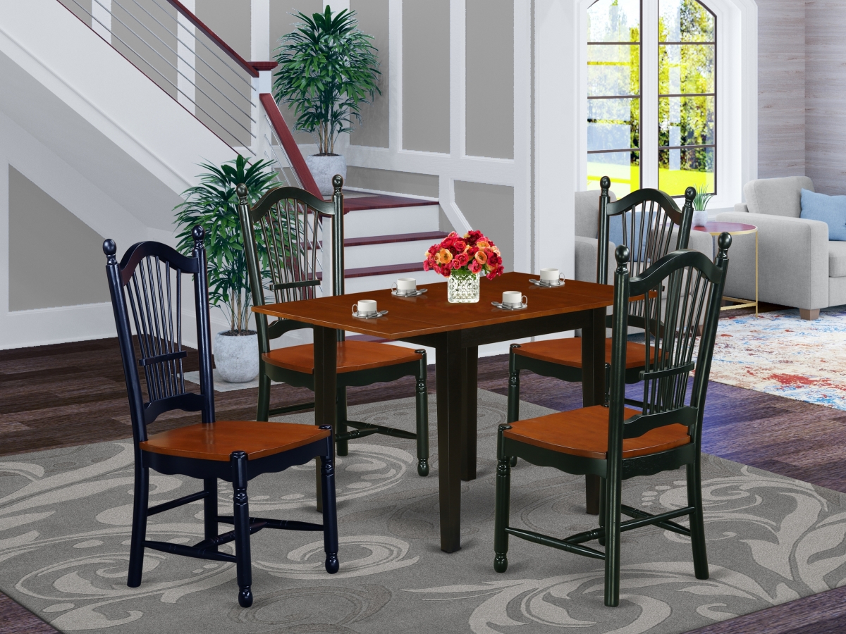 5 Piece Norden Dining Set - Cherry & Black
