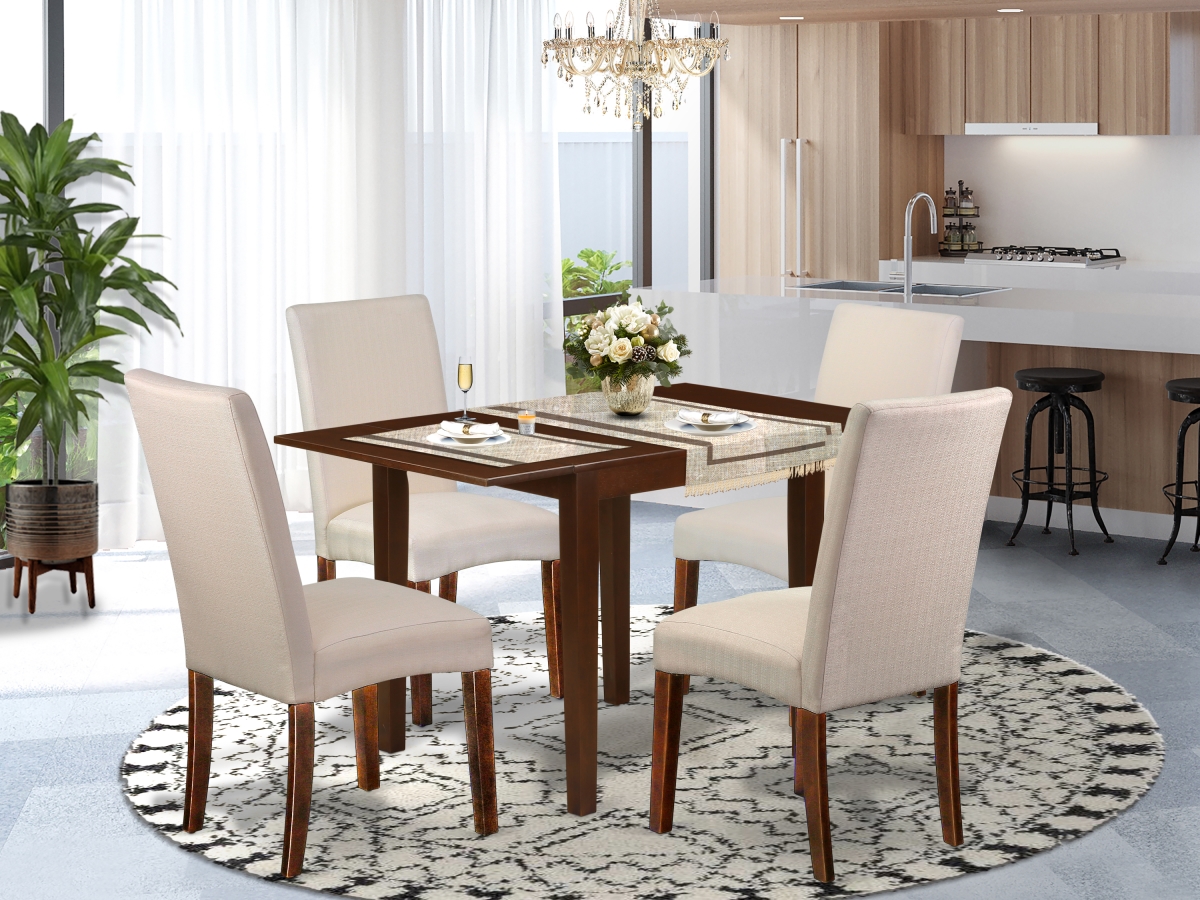 5 Piece Norden Dining Room Table Set - Cream & Mahogany