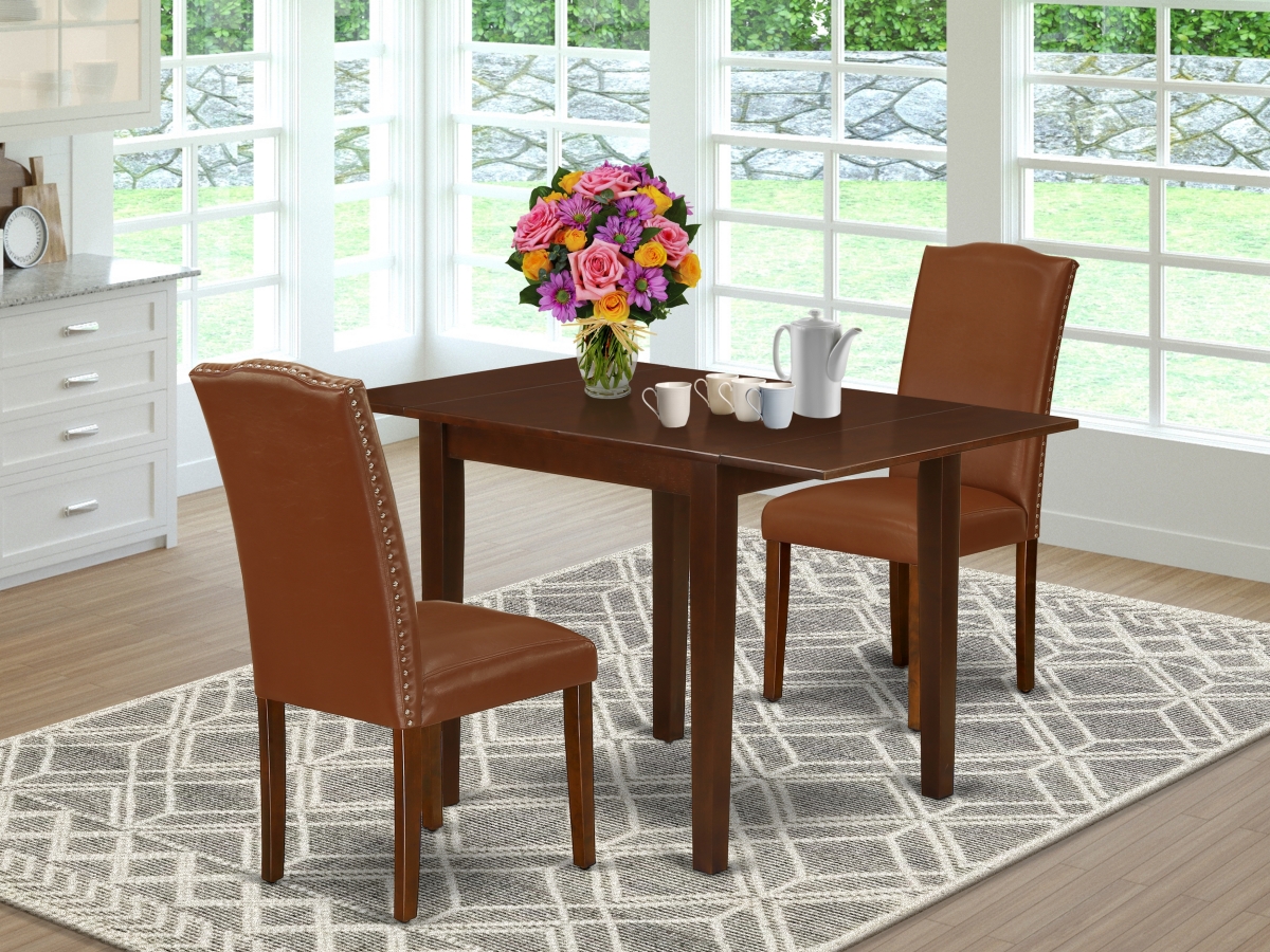 3 Piece Norden Dining Table Set - Brown & Mahogany