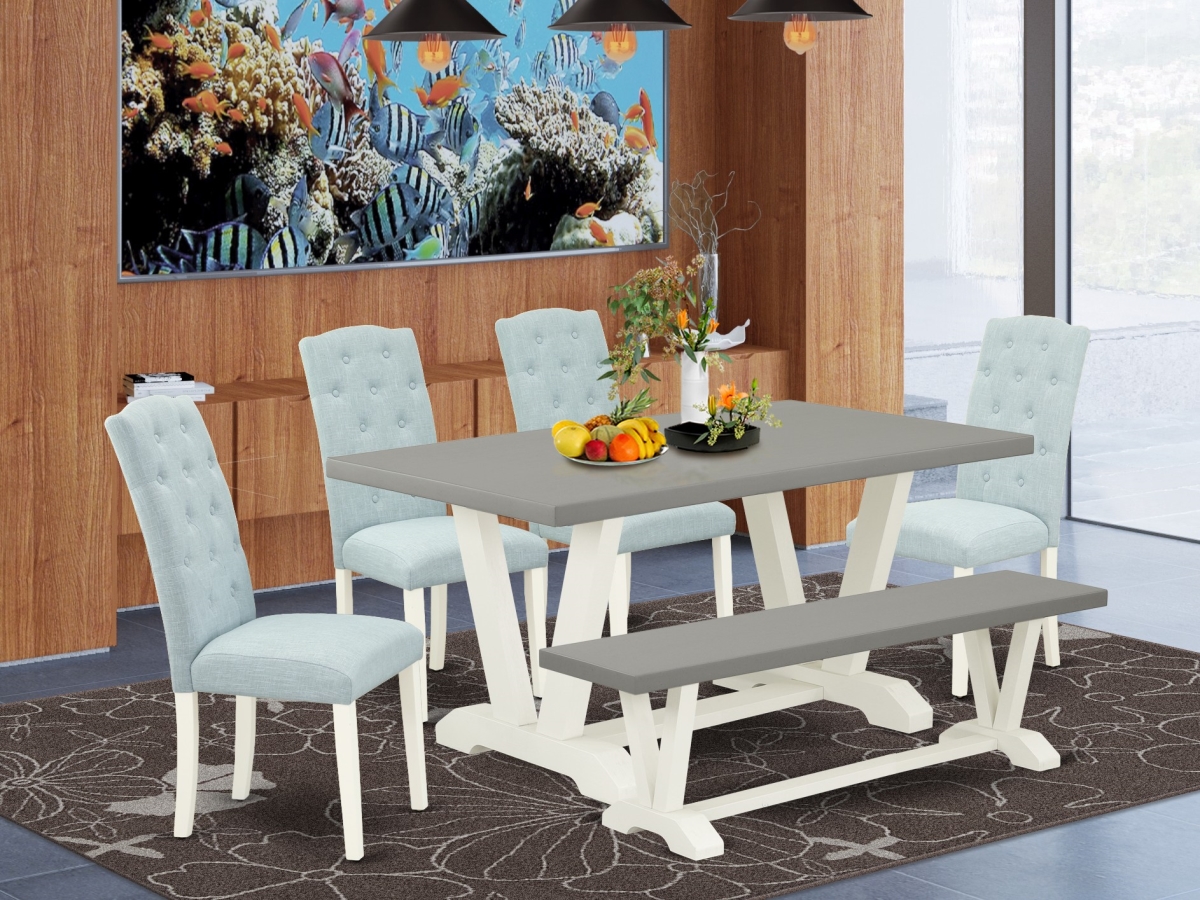6 Piece V-Style Kitchen Dining Set - Linen White