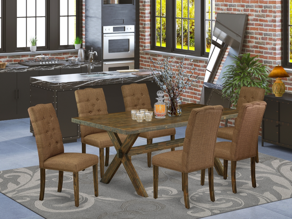 7 Piece X-Style Dinette Set - Brown Smoke