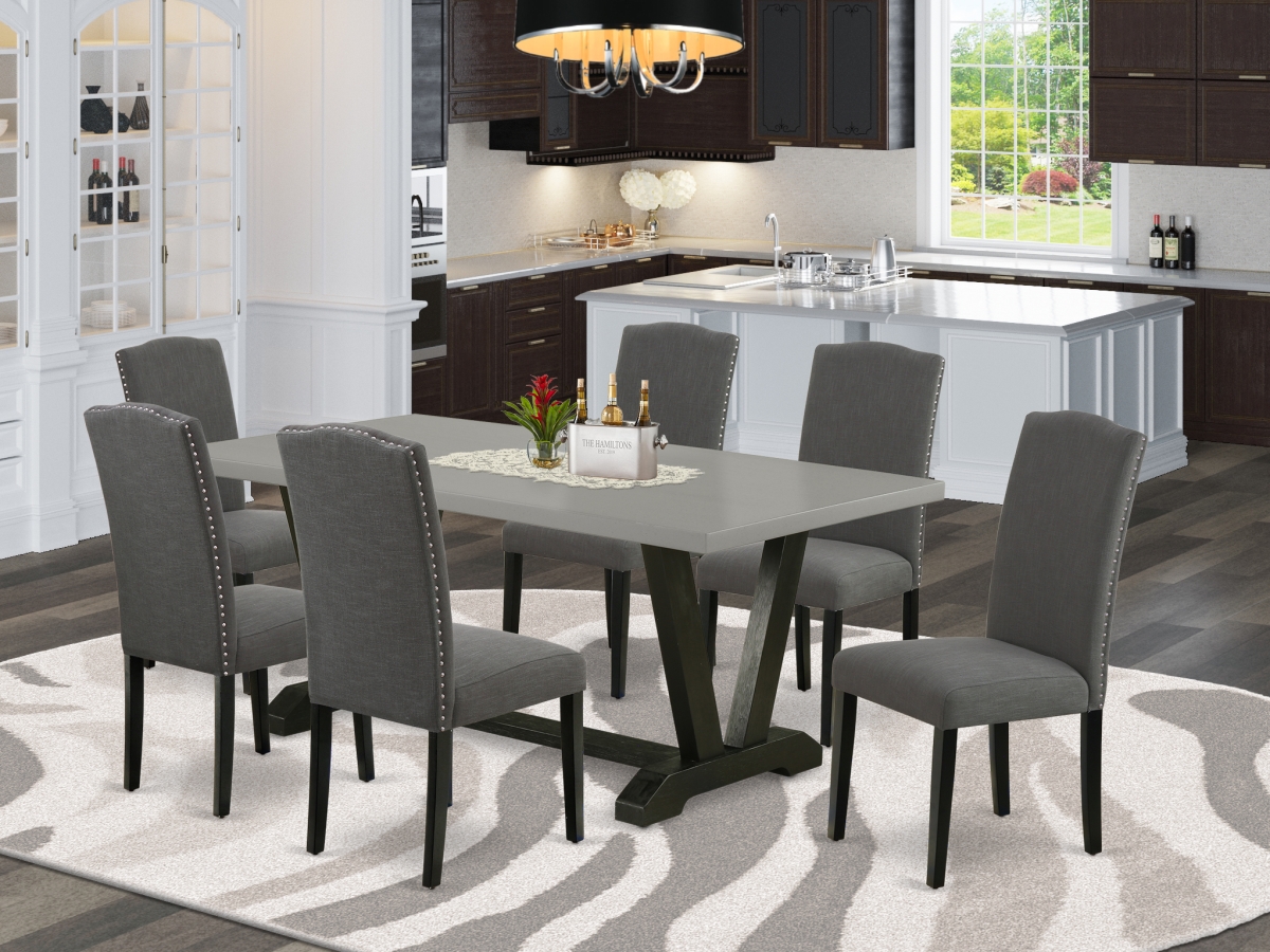 7 Piece V-Style Kitchen Furniture Set - Dark Gotham Gray