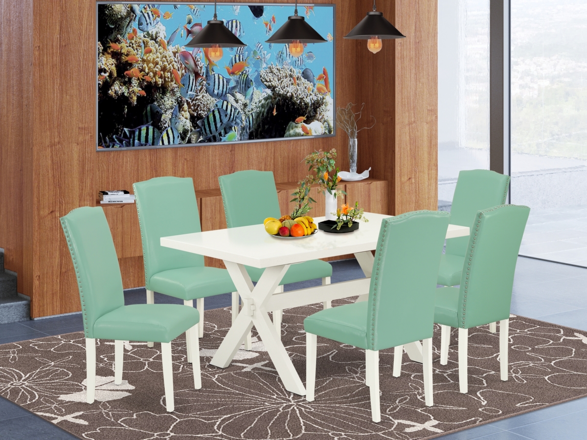 7 Piece X-Style Small Dining Table Set - Pond