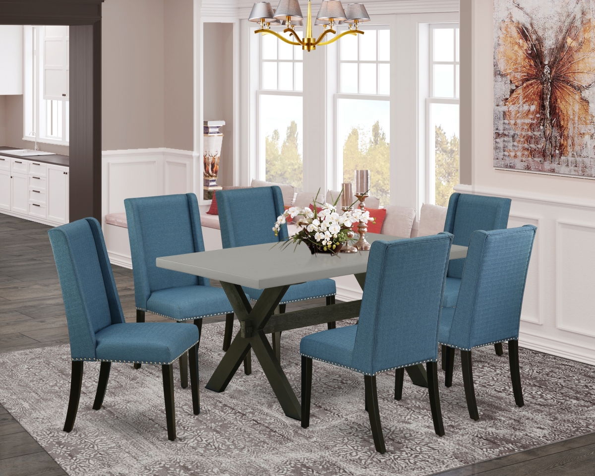 7 Piece X-Style Kitchen Furniture Set - Mineral Blue