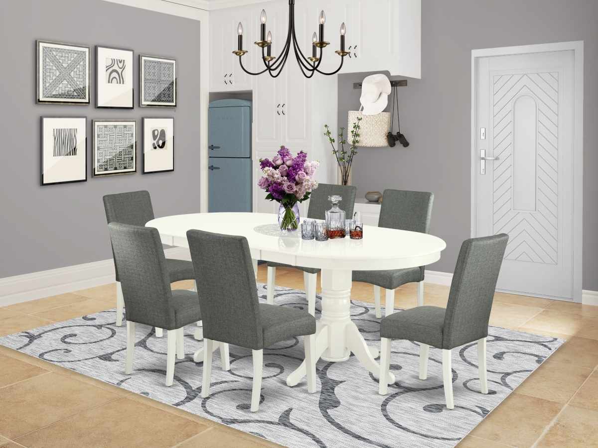 7 Piece Vancouver Dining Room Set - Linen White & Gray